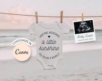 Beach Baby Announcement, Summer Photo Template (Editable in Canva)