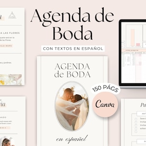 Planejador de Boda em espanhol. Agenda de casamento. Plantilla Canva boda