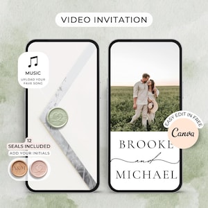 Digital Wedding Invitation envelope Video Save the Date template Hochzeitseinladung digital Wedding Video Invitation with music & photo