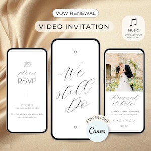Digital Wedding invitation Vow Renewal Wedding invite Video Still the One 10th Wedding Anniversary Invitation Hochzeitseinladung digital