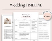 Detailed Wedding Timeline template. Wedding Organizer printable binder. Wedding coordinator checklist