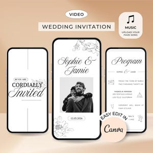 Digital Wedding Invitation template Modern Wedding Video Invite Hochzeitseinladung Digital Animated Wedding invitation with music