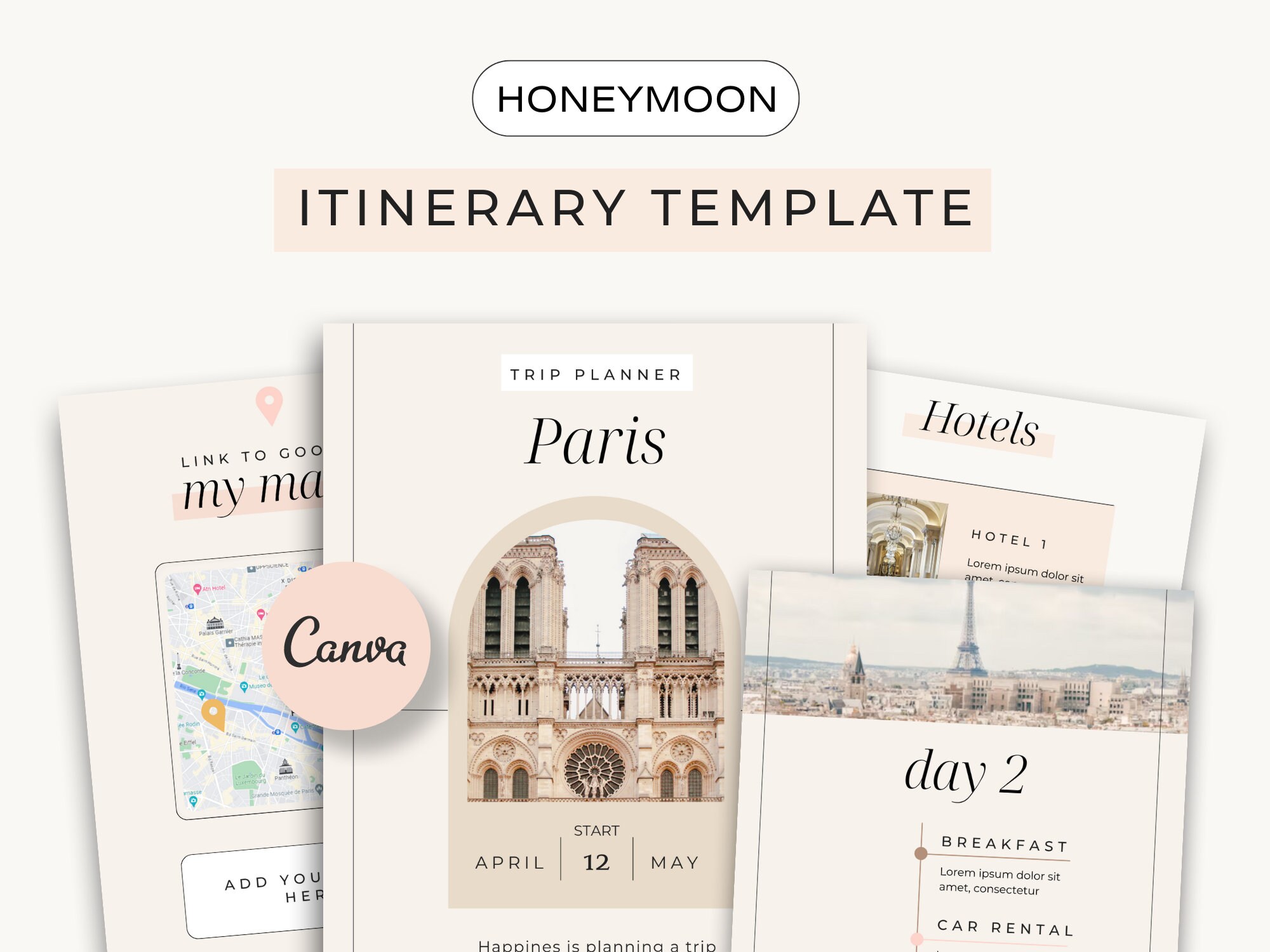 Honeymoon Itinerary Template Honeymoon Planner Editable in Canva Honeymoon Itinerary Template Honeymoon Planner Editable in Canva