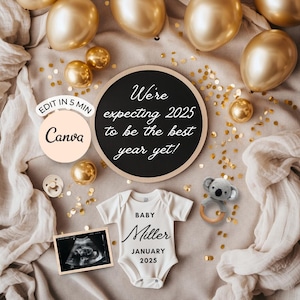2025 Digital Pregnancy Announcement, New Year Baby Announcement Social Media Reveal, New Years Baby Boy announcement digital, Gender neutral