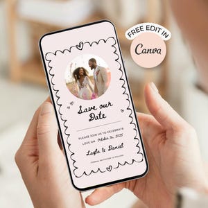 Digital Save the Date Invitation Wedding Save the Date e-invite Template Save our Date Invite Coquette Pink Wedding Announcement evite