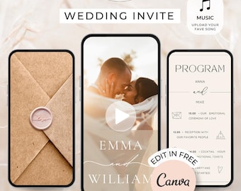 Digital Wedding Invitation with envelope Wedding Video Invitation with photo Save the Date Video Hochzeitseinladung digital Animated invite