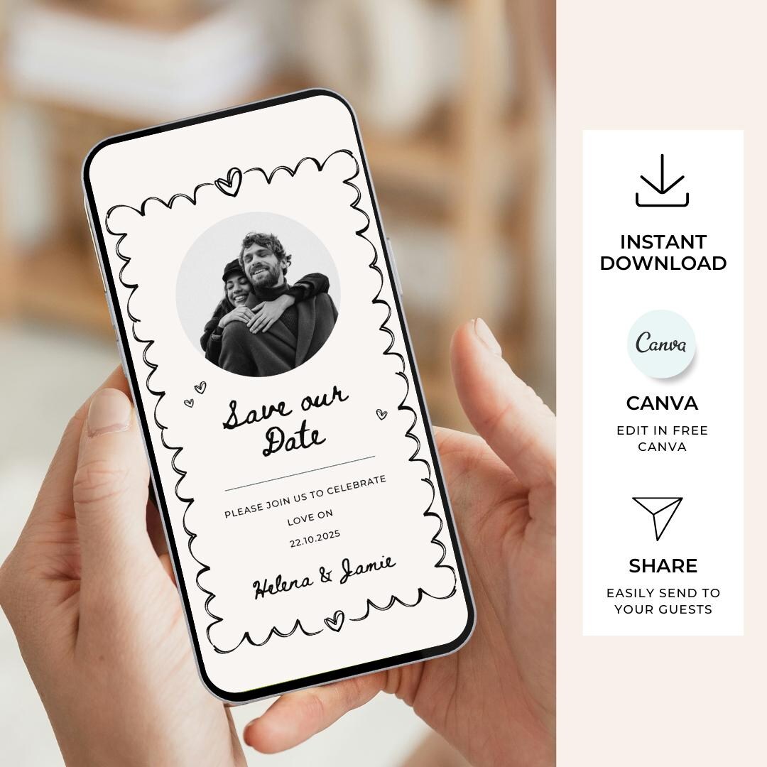 Save Our Date Digital Template Electronic Save the Dates Modern