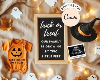 Halloween Pregnancy Announcement, Fall Baby Reveal (Digital)