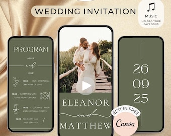 Elegant Wedding Video Invitation: Animated Digital Invite (Canva Template)