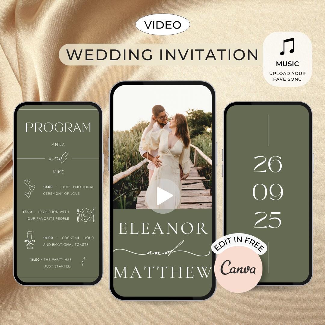 Video Invites Elegant Wedding Video Invitation: Animated Digital Invite (canva ...