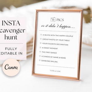 Cartel imprimible de ideas de fotos para los invitados de tu boda