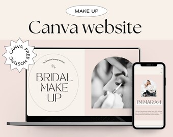 Plantilla de Web de Canva diseñada para Maquilladoras, peluqueras, estilistas...
