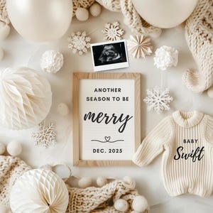 Digital Christmas Pregnancy Announcement Neutral Pregnancy announcement digital gender neutral Baby reveal Editable Canva Template