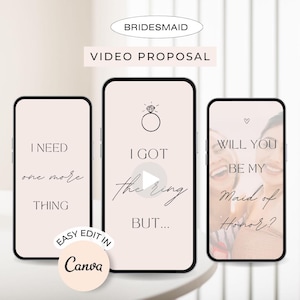 Bridesmaid Proposal Card Video Editable in Canva, Will You Be My Bridesmaid Card Template, Will You Be My Maid of Honor card animated invite