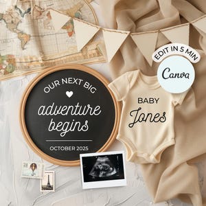 Pregnancy announcement Baby announcement Gender neutral baby reveal Adventure Pregnancy Announcement Digital Baby reveal for social media