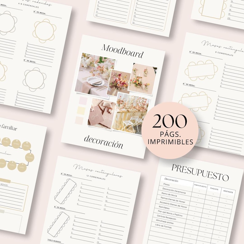 Planificador de Boda en español. Agenda de boda. Plantilla Canva boda imagen 5