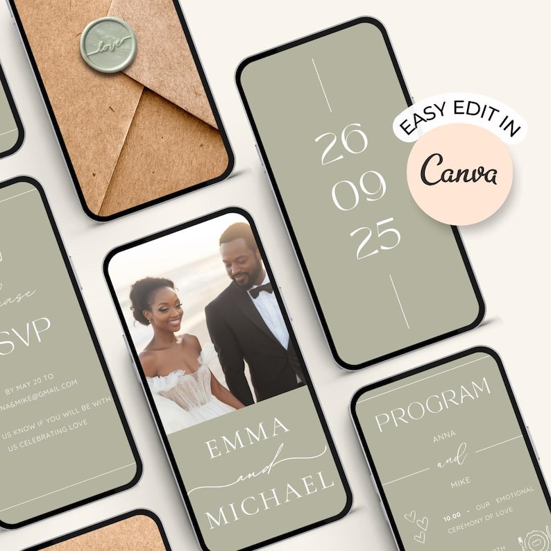 Digital Wedding Invitation with envelope opening Hochzeitseinladung digital Wedding invitation Video Save the Date Animated save the date