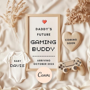Pregnancy announcement to husband digital Baby announcement digital gamer Pregnancy reveal husband Gamer baby announcement Boy baby announce