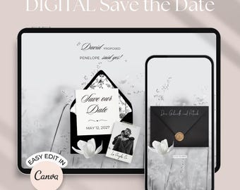 B&W Save the Date Website (editable in Canva)
