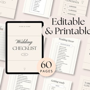 Wedding checklist Printable Wedding to do list Canva template printable wedding planning checklist Small wedding planner wedding timeline