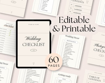 Wedding checklist Printable Wedding to do list Canva template printable wedding planning checklist Small wedding planner wedding timeline