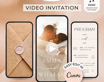 Digital Wedding Invitation with envelope opening Digital wedding invite Hochzeitseinladung digital Video Save the Date Digital template