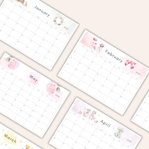 2026 Calendar printable PDF 2026 Monthly Calendar Monthly Planner Landscape Sunday & Monday Start A4 and Letter Size Wall Calendar printable