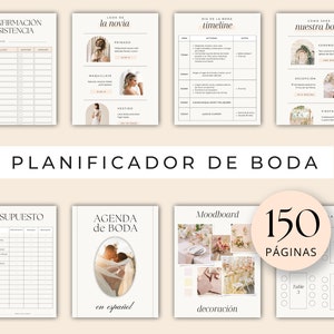 Planejador de boda em espanhol. Agenda de boda Imprimível. Organizador de boda editável no Canva e imprimível