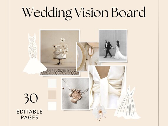 Wedding moodboard template. Vision board printable. Wedding visual organizer. Vision board kit for wedding planning