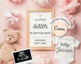 Baby Girl Pregnancy Announcement, Ultrasound Template (Digital Download)