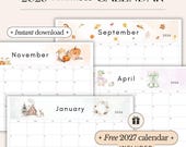 2026 Calendar printable PDF 2026 Monthly Calendar Monthly Planner Landscape Sunday & Monday Start A4 and Letter Size Wall Calendar printable