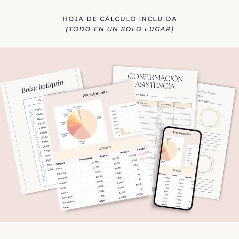 Planificador de Boda en español. Agenda de boda. Plantilla Canva boda imagen 3