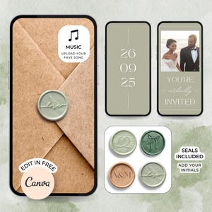 Digitale Hochzeitseinladung mit Umschlagöffnung Hochzeitseinladung digital Hochzeitseinladung Video Save the Date Animiertes Save the Date