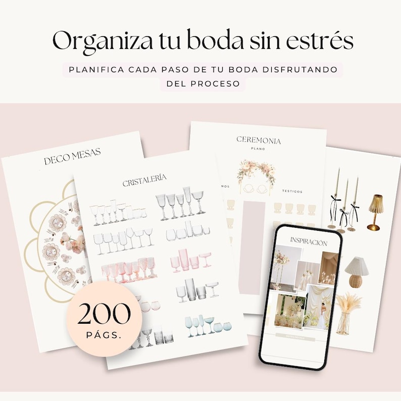 Planificador de Boda en español. Agenda de boda. Plantilla Canva boda imagen 2
