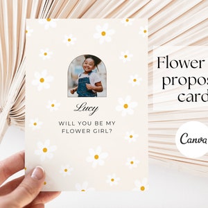 Editable Flower girl proposal Card template. Printable flower girl gift. Petal patrol gifts. Ring bearer proposal card. Canva wedding