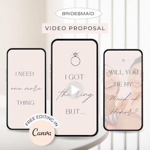 Vidéo de carte de proposition de demoiselle d'honneur modifiable sur Canva, modèle de carte sera-tu ma demoiselle d'honneur, invitation animée de carte sera-tu ma demoiselle d'honneur
