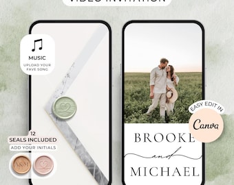 Digital Wedding Invitation envelope Video Save the Date template Hochzeitseinladung digital Wedding Video Invitation with music & photo