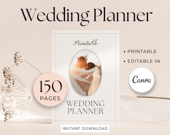 Wedding Planner Printable, Wedding planning Template, Wedding Timeline, Wedding Checklist, Canva Wedding Organizer