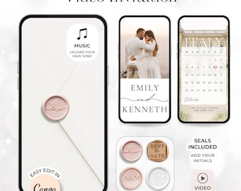 Digital Wedding Invitation with envelope opening Hochzeitseinladung digital Wedding invitation Video Save the Date Animated wedding invite