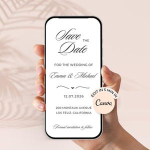 Save the Date Digital Minimalist Save the date template Digital Wedding Invitation Electronic Save The Date Save our date evite