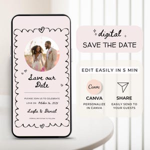 Digital Save the Date Invitation Pink Wedding Save the Date evite Template Save our Date Invite Coquette Wedding Announcement Wedding invite