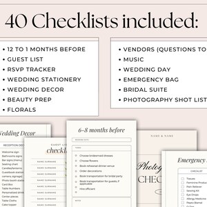 Wedding Checklist Printable Digital Wedding planner 2025 Coordinator Wedding day list Wedding to do list Wedding Binder wedding planning