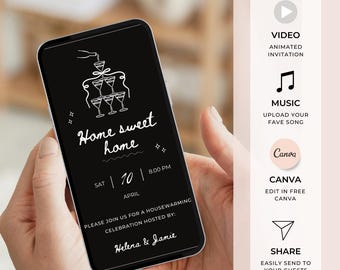 Animated Housewarming Invitation Template, New Home Party (Digital Download)