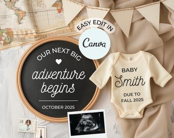 Editable Baby Announcement Template, Neutral Social Media Reveal (Digital)