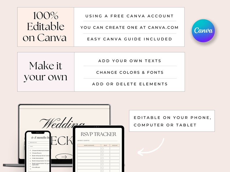 Wedding Checklist Printable Digital Wedding planner 2025 Coordinator Wedding day list Wedding to do list Wedding Binder wedding planning
