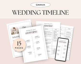 Wedding Day Timeline Template, Editable Canva Schedule (Digital Download)