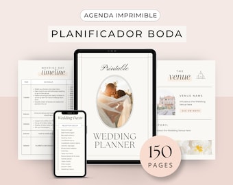 Spanish Wedding Planner, Printable Bridal Agenda (PDF Downloadable & Editable in Canva)