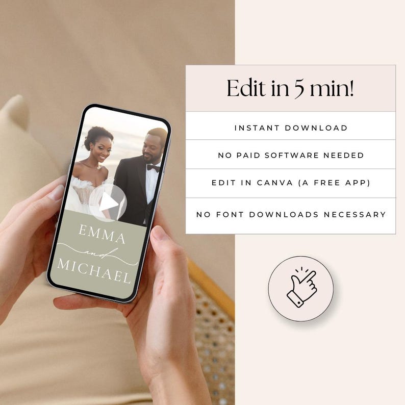 Digital Wedding Invitation with envelope opening Hochzeitseinladung digital Wedding invitation Video Save the Date Animated save the date