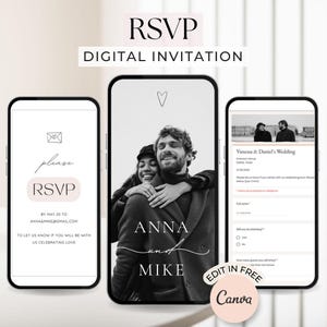Digitale Hochzeitseinladung mit nachverfolgbarer Antwortkarte Digitaler download Hochzeitseinladung Canva Digital Save the date digitale hochzeitseinladung