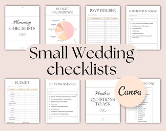 Small Wedding checklist. Micro wedding Planner. Wedding on a budget. Simple Wedding checklist